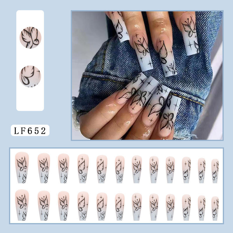 Smoke Black Gradient Fake Nails (24 pcs)